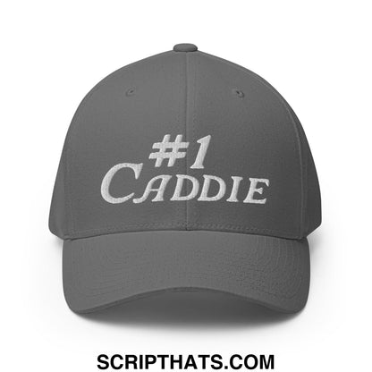 Number 1 Caddie Embroidered Stretch Fit Golf Hat Grey