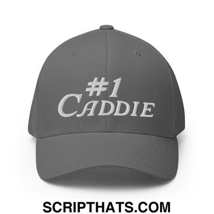 Number 1 Caddie Embroidered Stretch Fit Golf Hat Grey