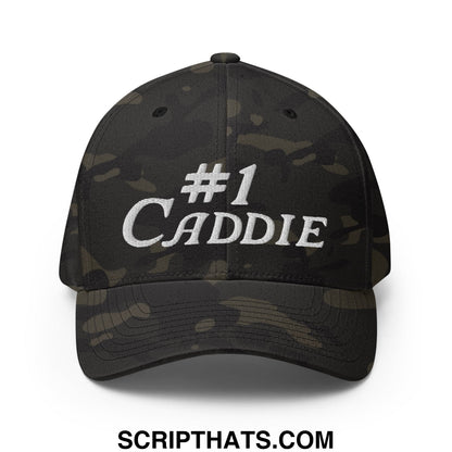 Number 1 Caddie Embroidered Stretch Fit Golf Hat Multicam Black