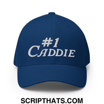 Number 1 Caddie Embroidered Stretch Fit Golf Hat Royal Blue