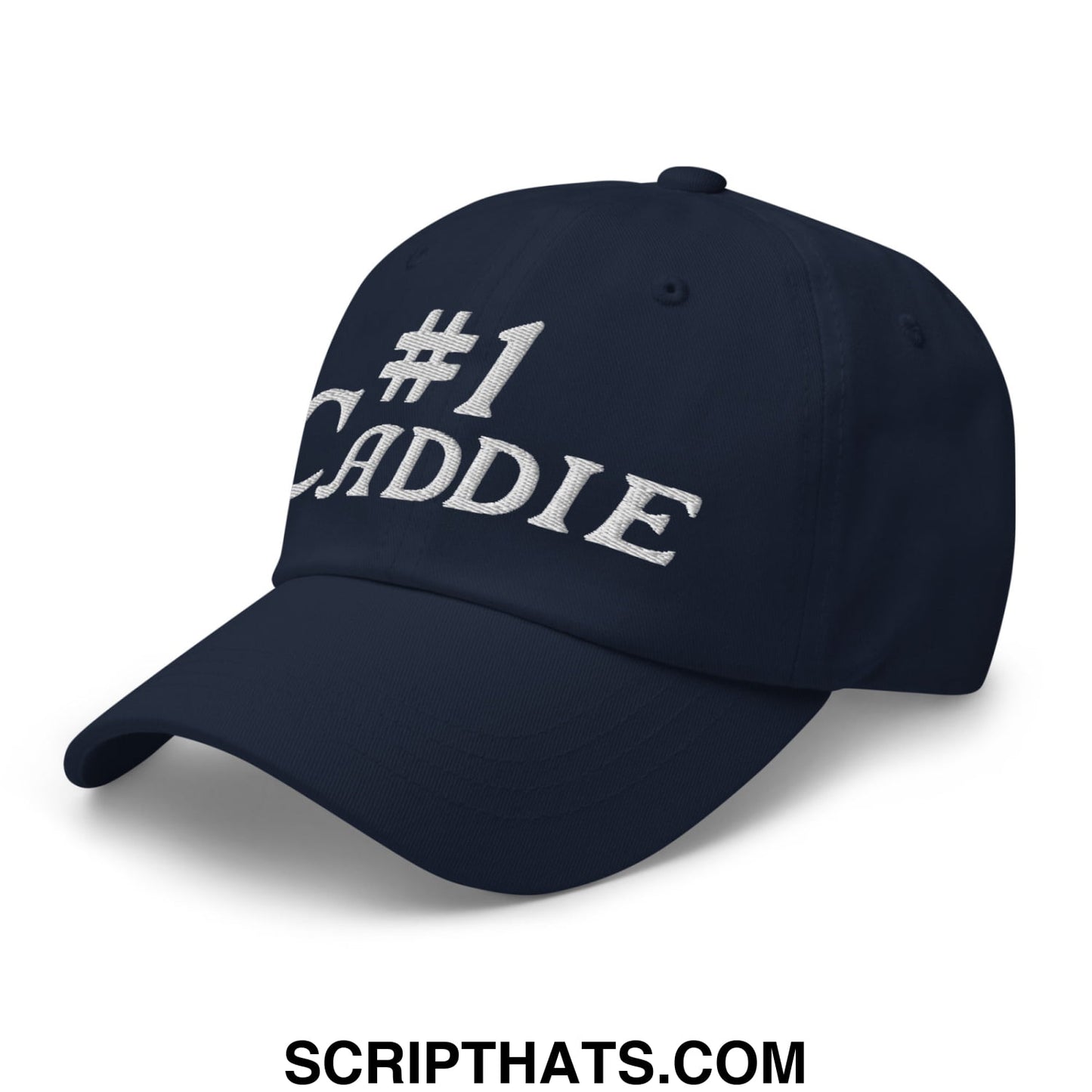 Number 1 Caddie Embroidered Unstructured Golf Dad Hat Navy