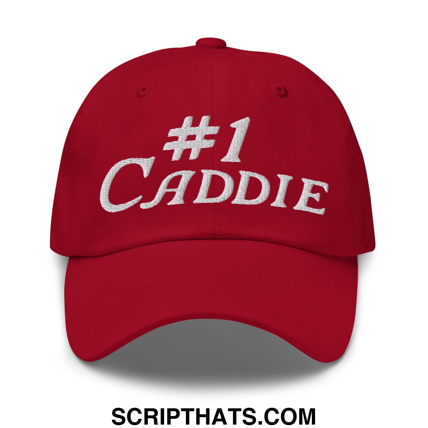 Number 1 Caddie Embroidered Unstructured Golf Dad Hat Cranberry
