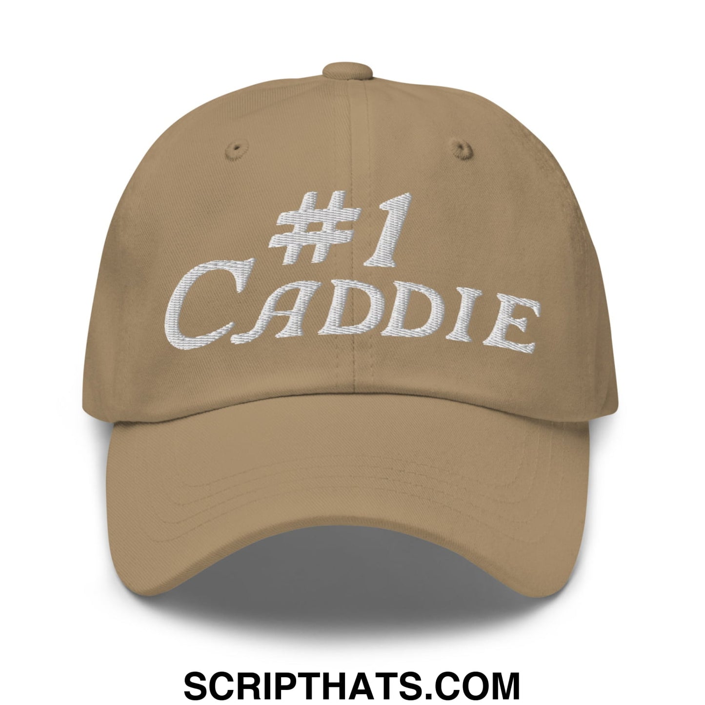Number 1 Caddie Embroidered Unstructured Golf Dad Hat Khaki