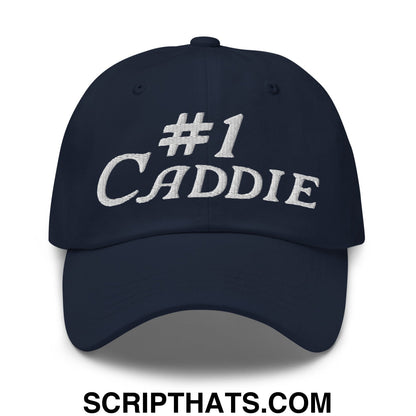 Number 1 Caddie Embroidered Unstructured Golf Dad Hat Navy