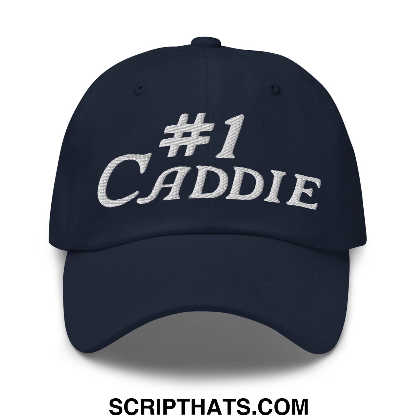 Number 1 Caddie Embroidered Unstructured Golf Dad Hat Navy