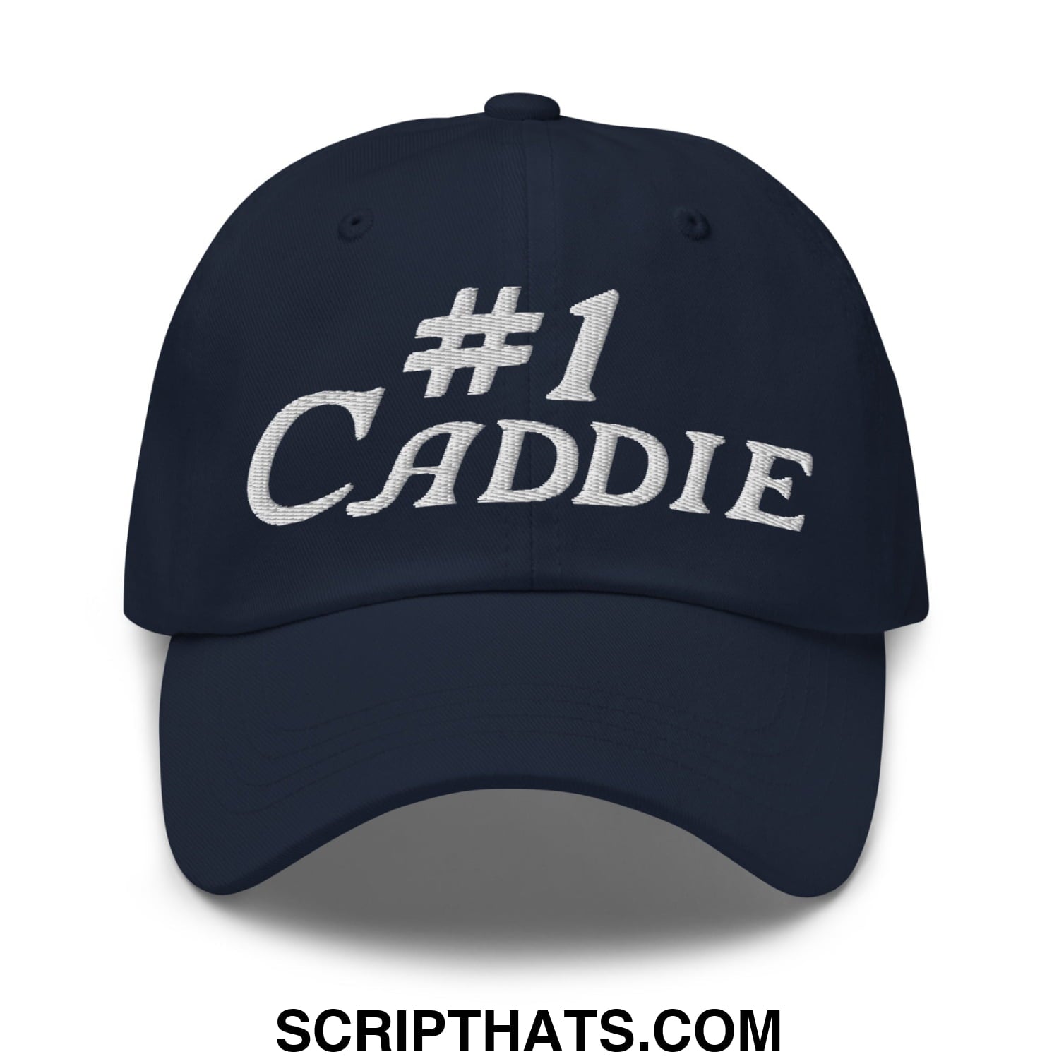 Number 1 Caddie Embroidered Unstructured Golf Dad Hat Navy