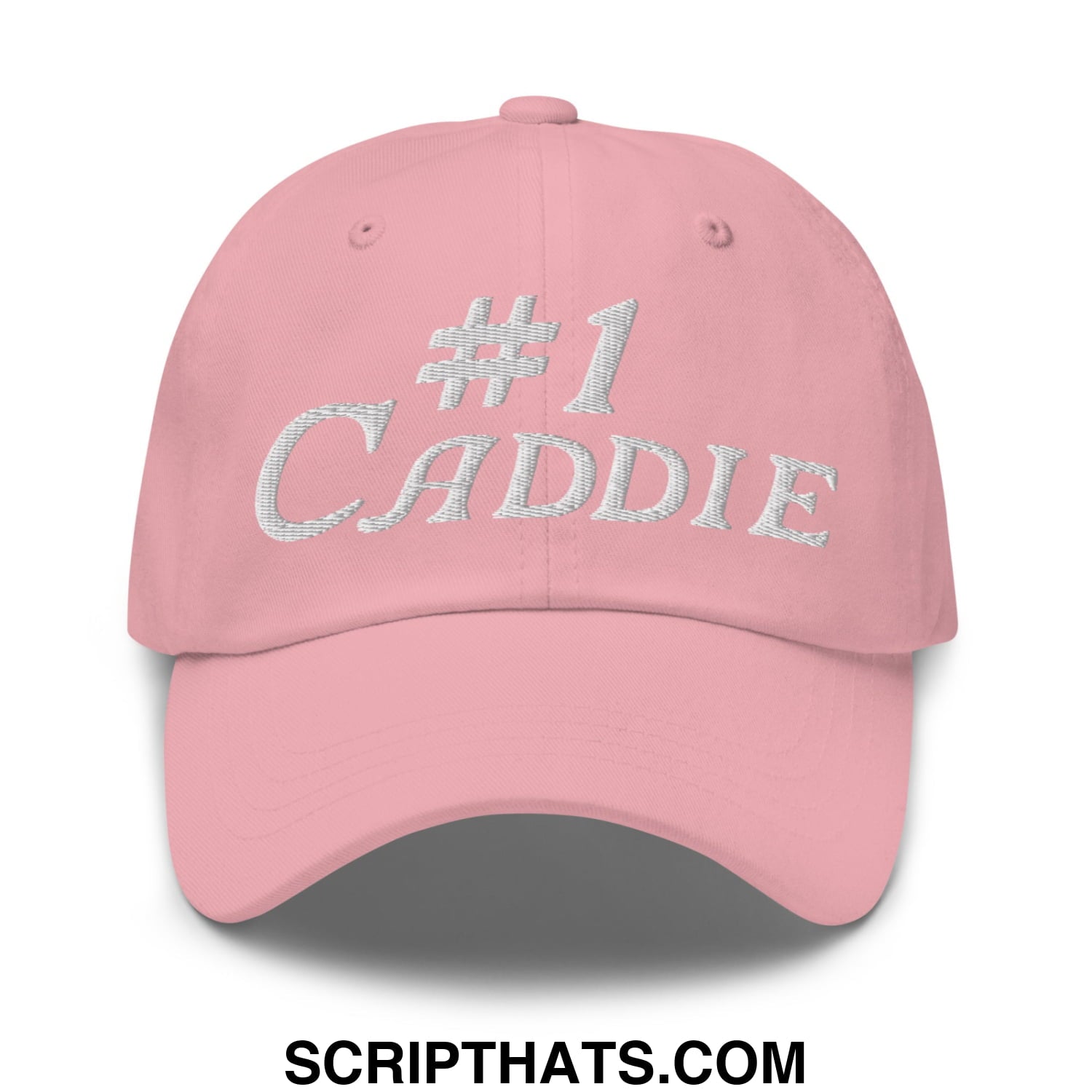 Number 1 Caddie Embroidered Unstructured Golf Dad Hat Pink