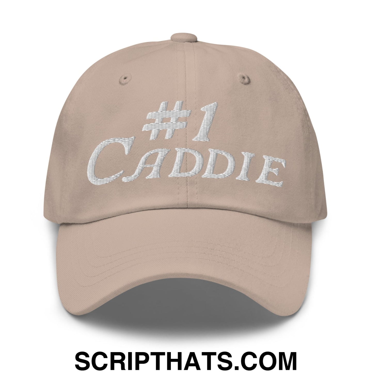 Number 1 Caddie Embroidered Unstructured Golf Dad Hat Stone