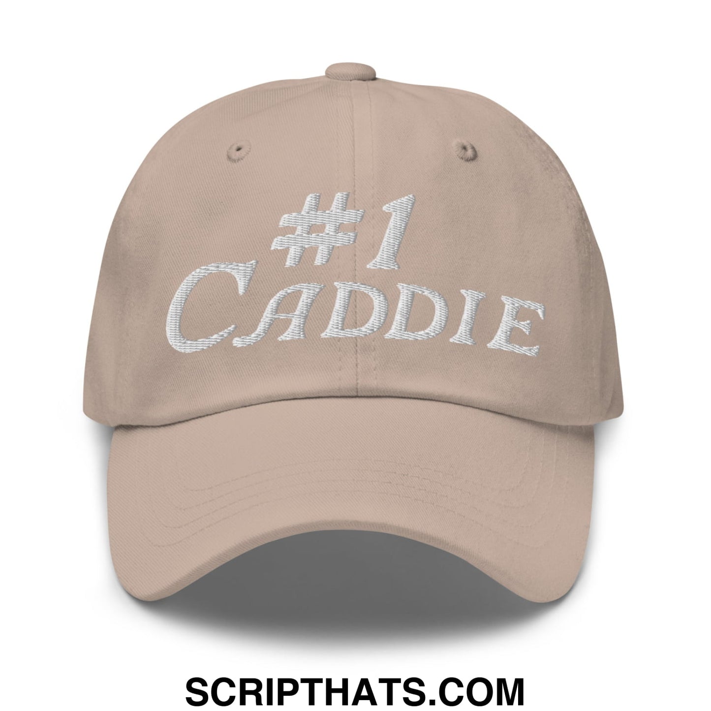 Number 1 Caddie Embroidered Unstructured Golf Dad Hat Stone