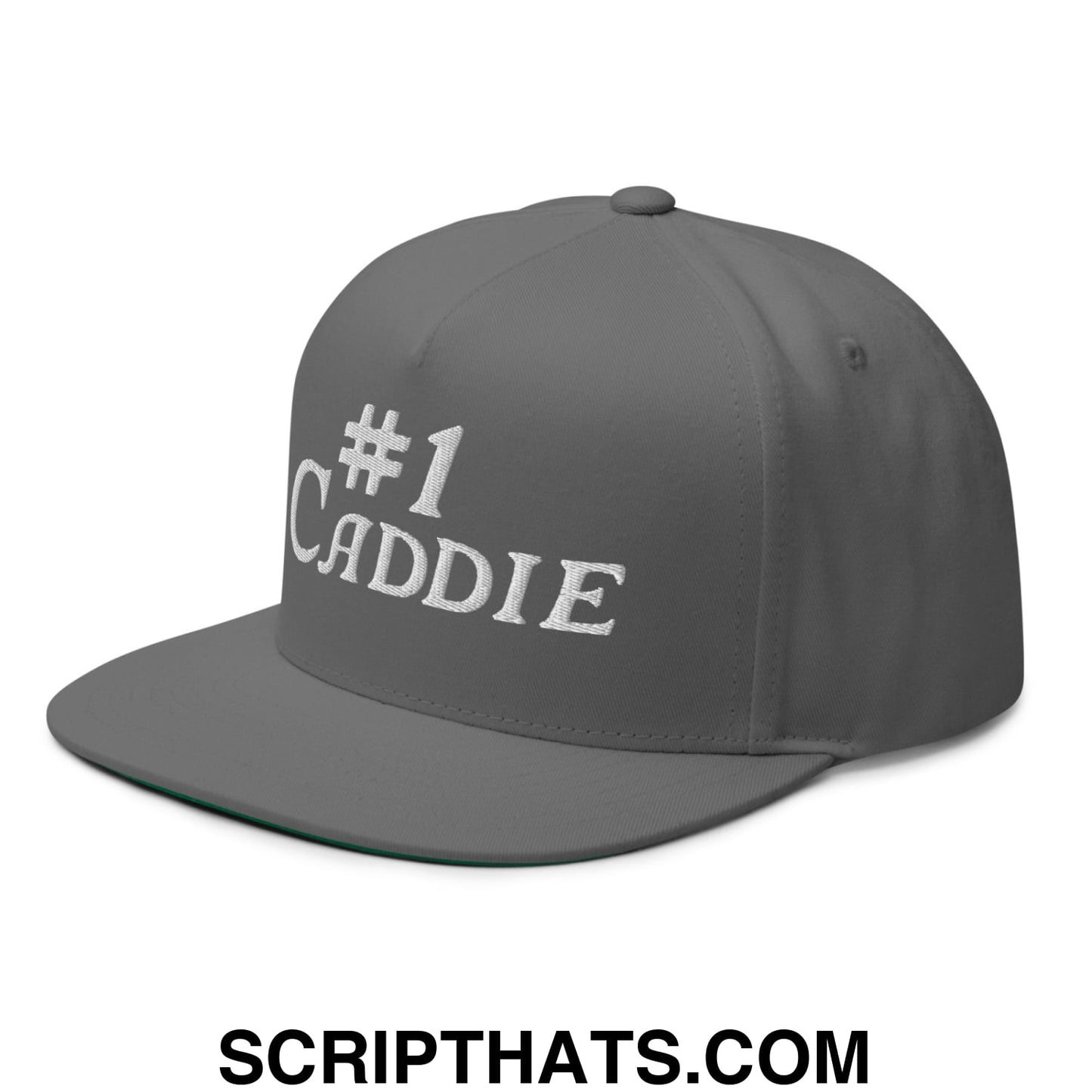Number 1 Caddie Flat Brim Bill 5 Panel Golf Snapback Hat Grey