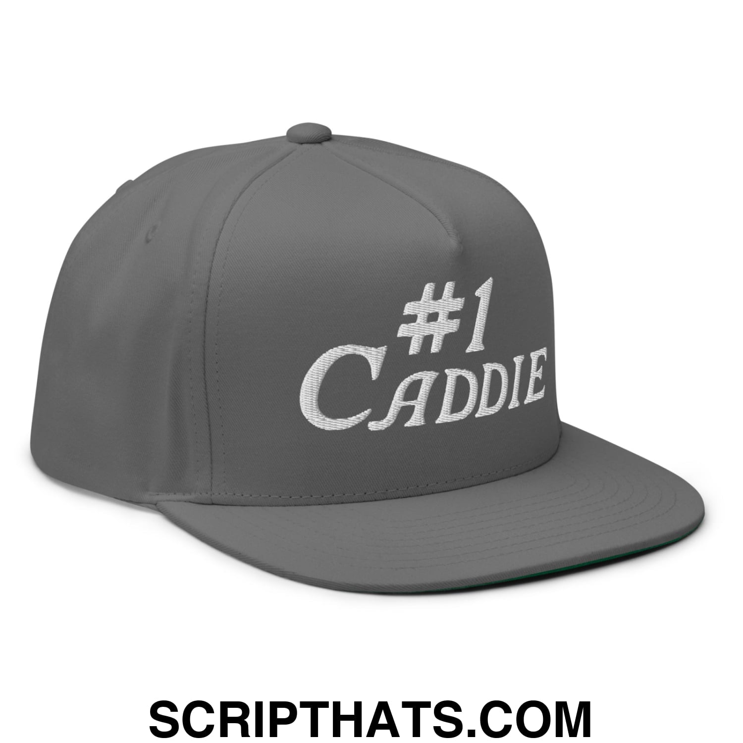 Number 1 Caddie Flat Brim Bill 5 Panel Golf Snapback Hat Grey