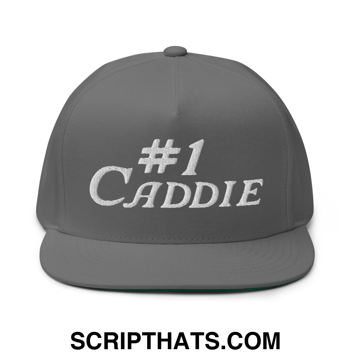 Number 1 Caddie Flat Brim Bill 5 Panel Golf Snapback Hat Grey