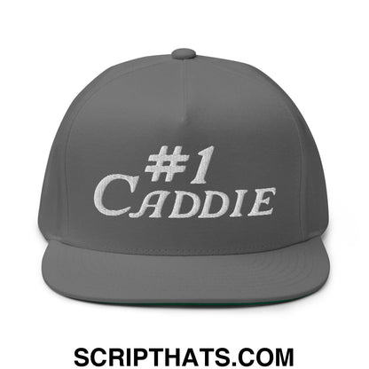 Number 1 Caddie Flat Brim Bill 5 Panel Golf Snapback Hat Grey