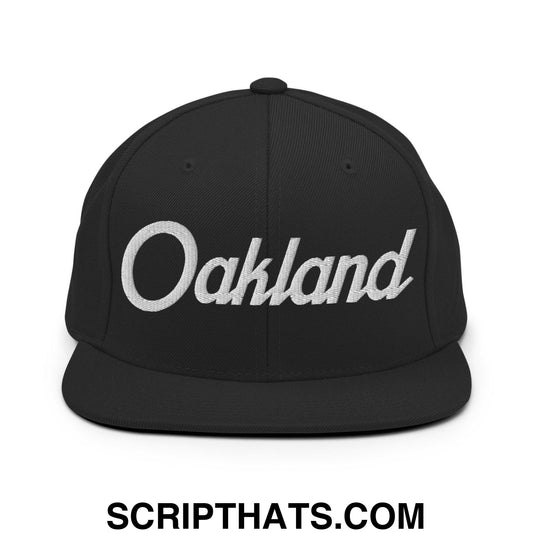 Oakland Script Snapback Hat Black