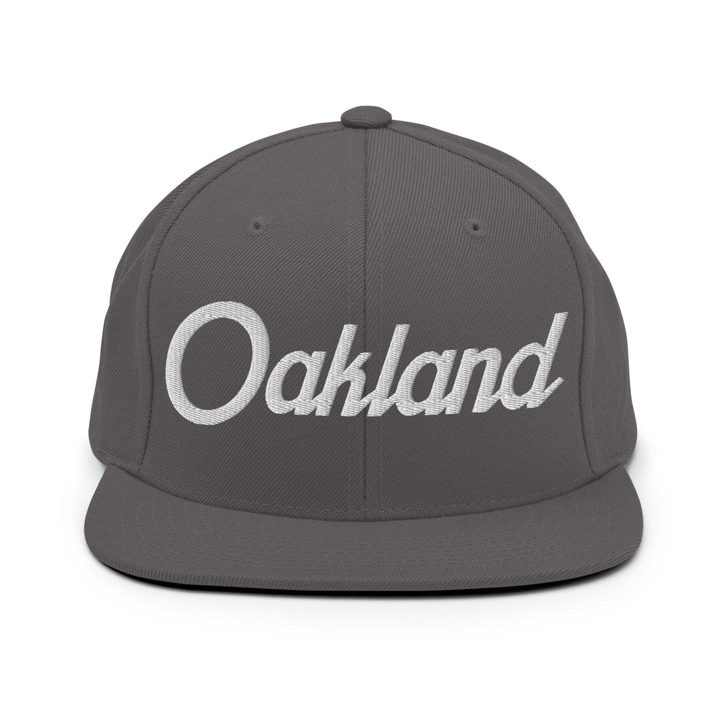 Oakland Script Snapback Hat Dark Grey