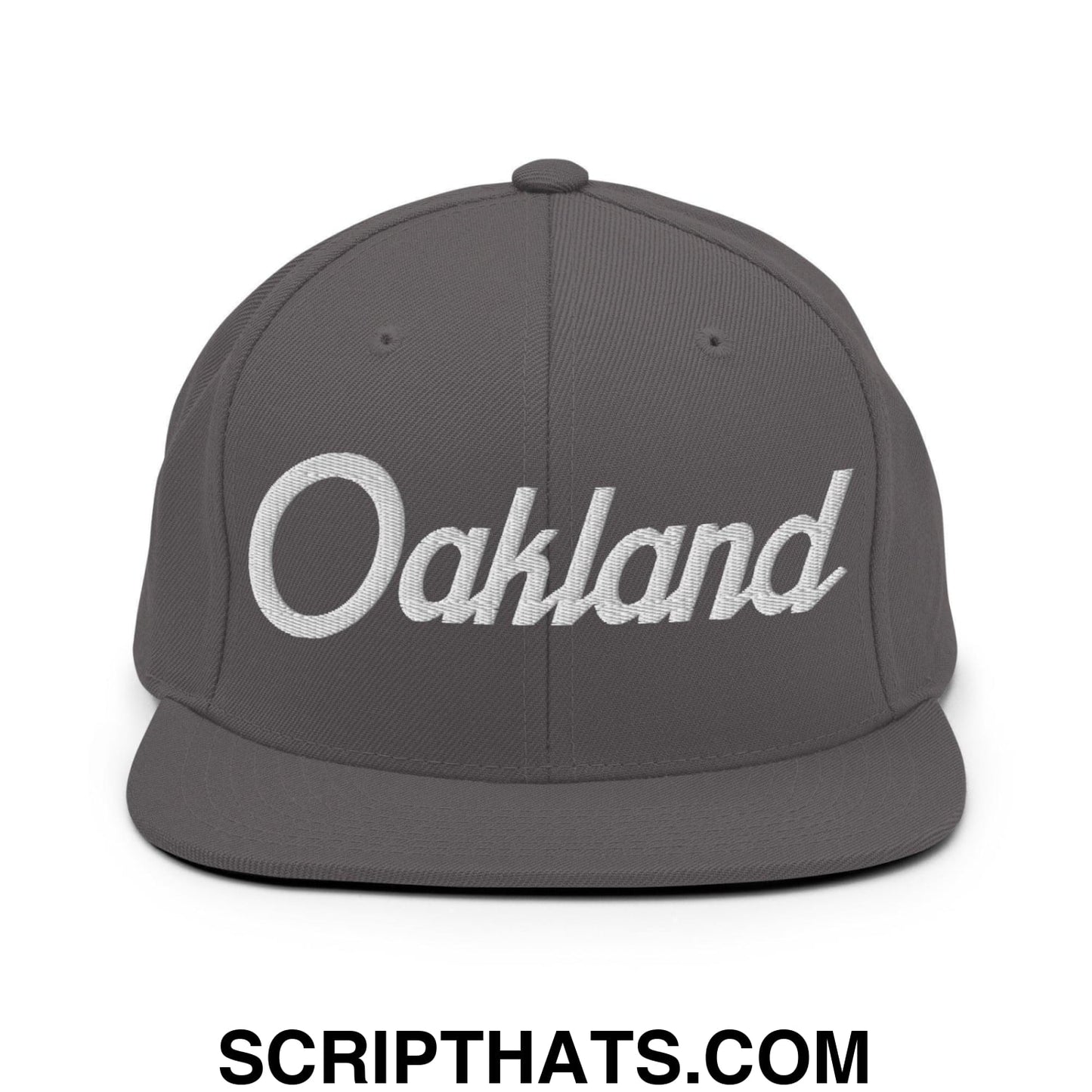 Oakland Script Snapback Hat Dark Grey
