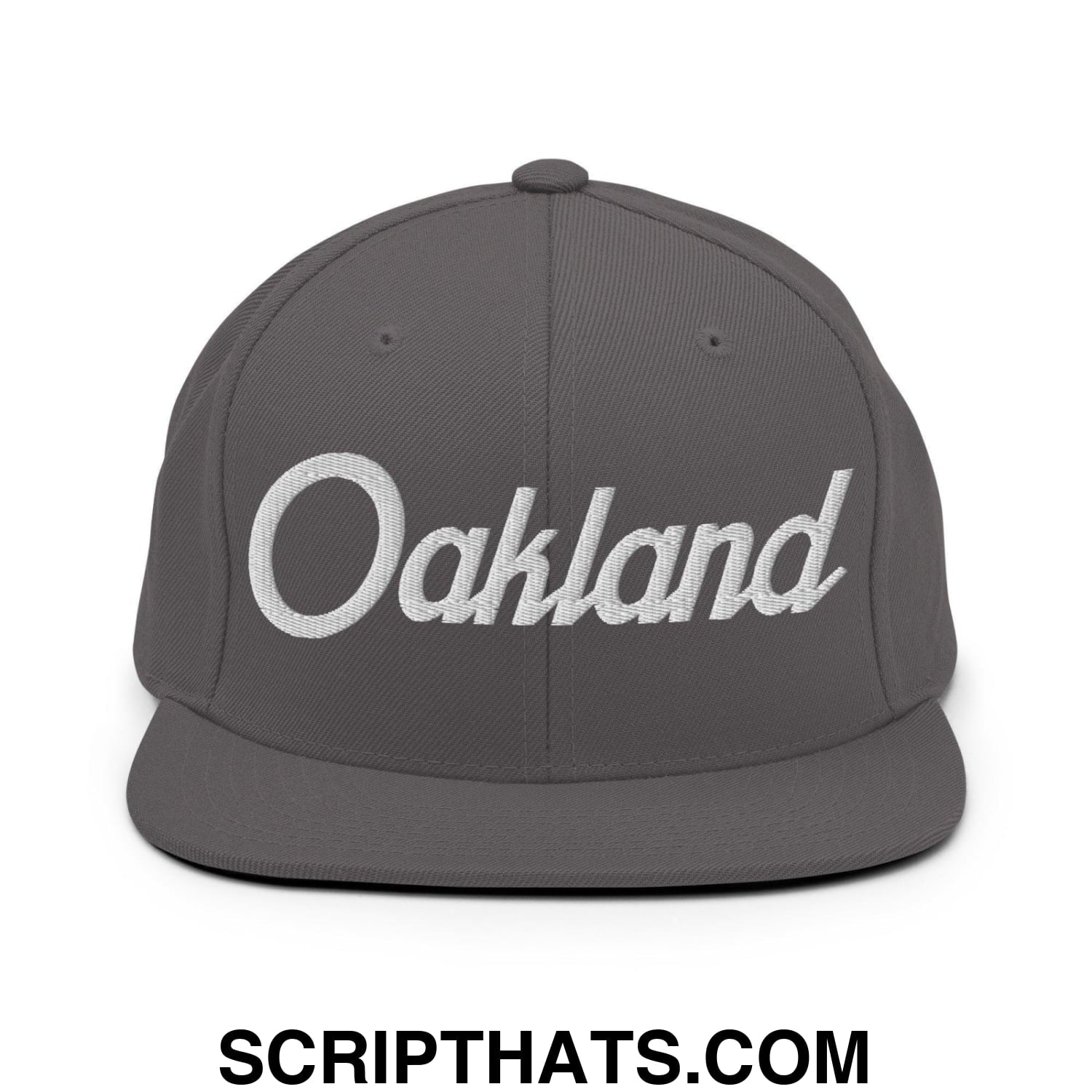 Oakland Script Snapback Hat Dark Grey