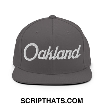 Oakland Script Snapback Hat Dark Grey