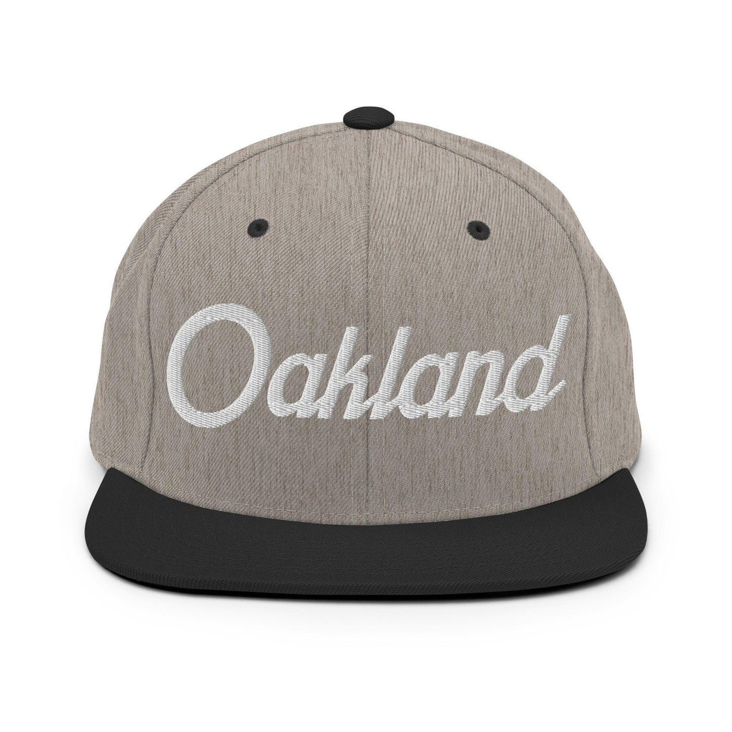 Oakland Script Snapback Hat Heather/Black