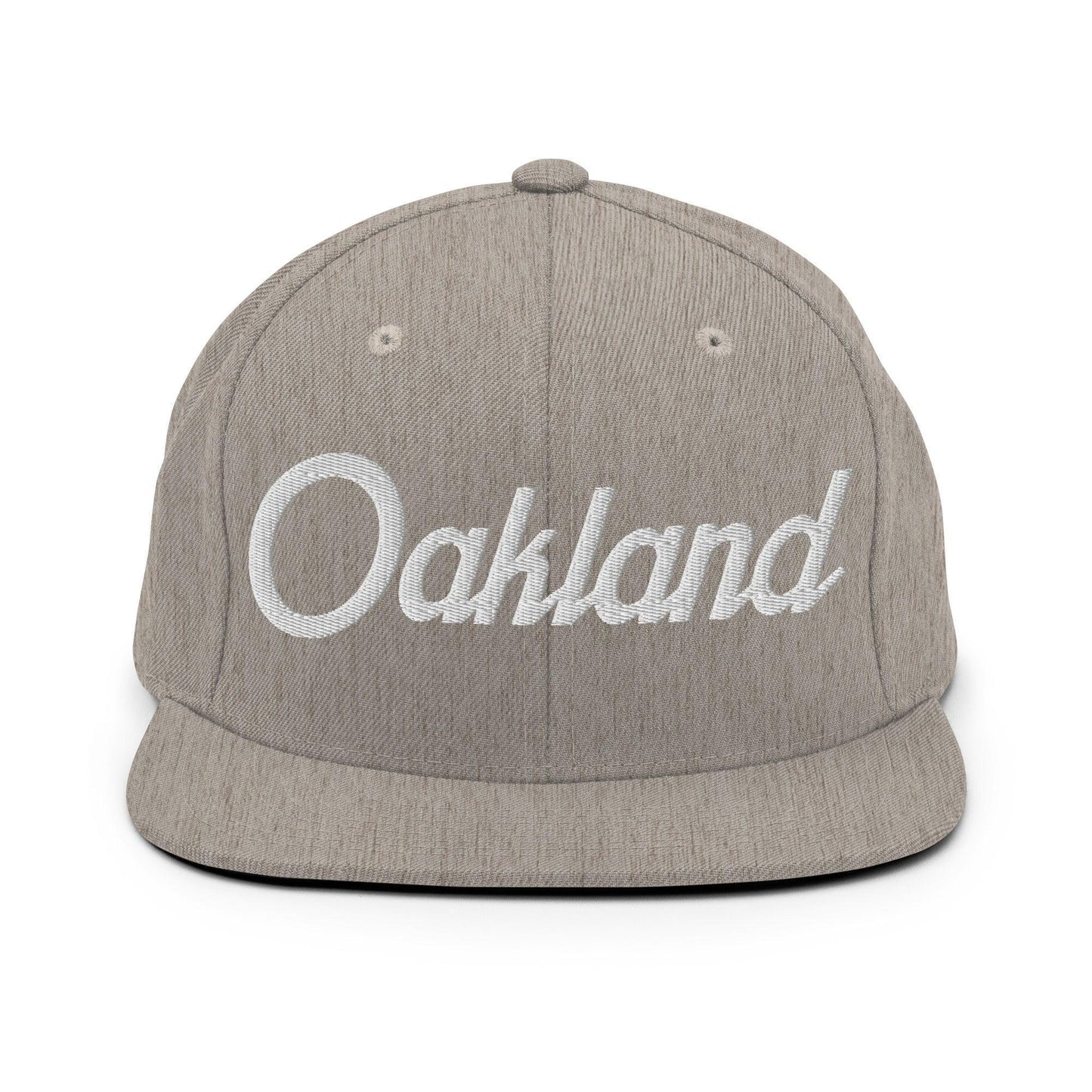 Oakland Script Snapback Hat Heather Grey
