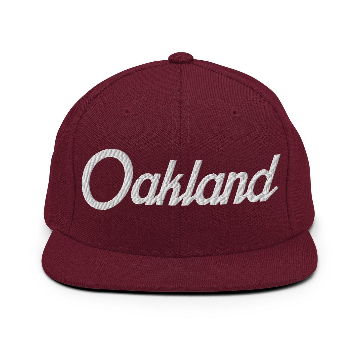 Oakland Script Snapback Hat Maroon