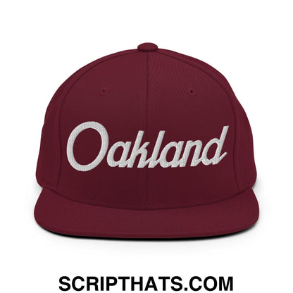 Oakland Script Snapback Hat Maroon