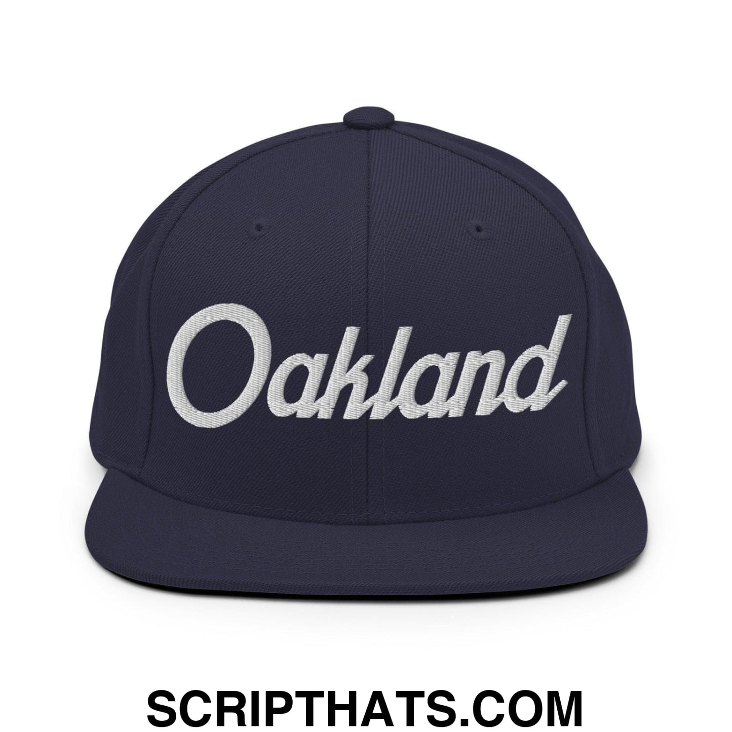 Oakland Script Snapback Hat Navy
