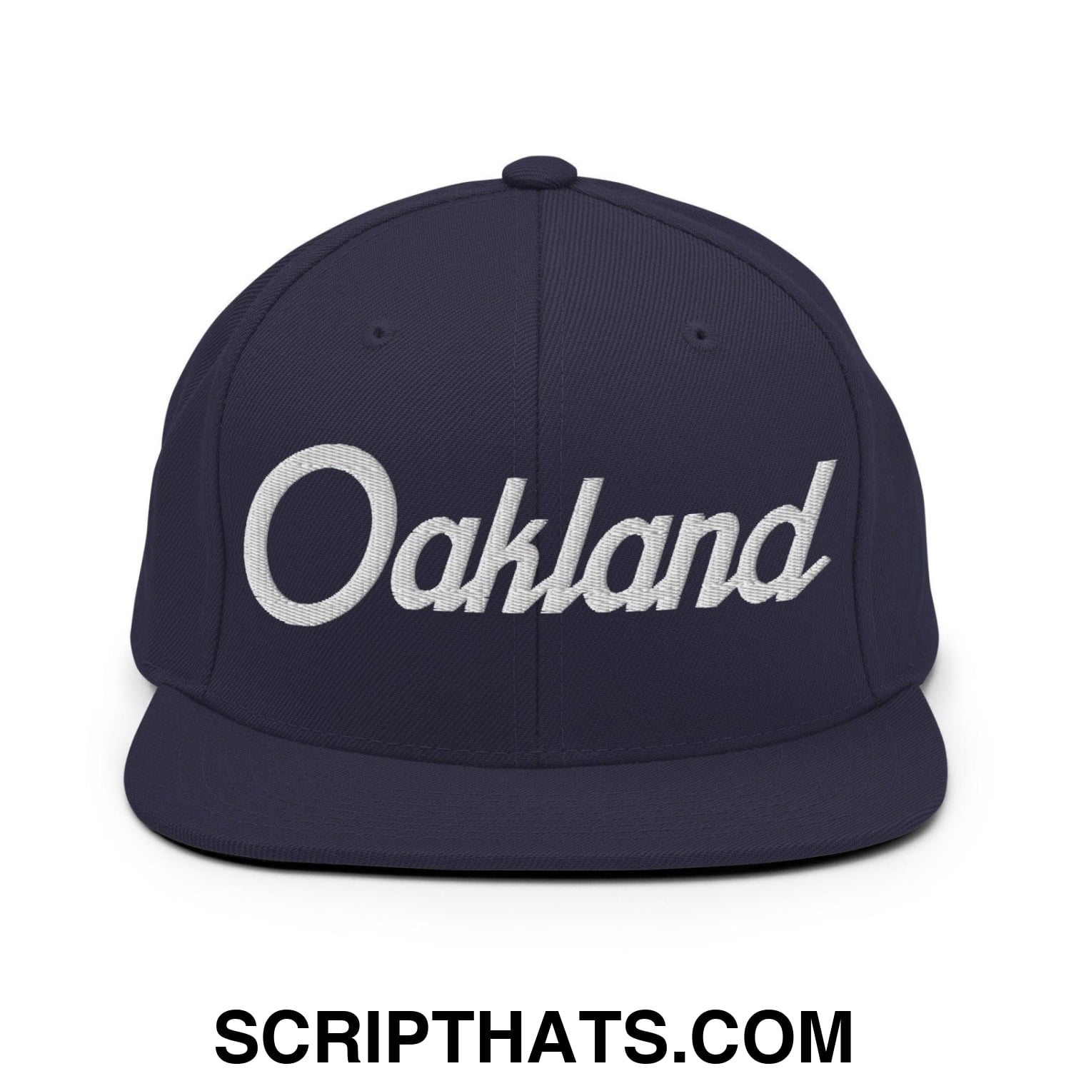 Oakland Script Snapback Hat Navy