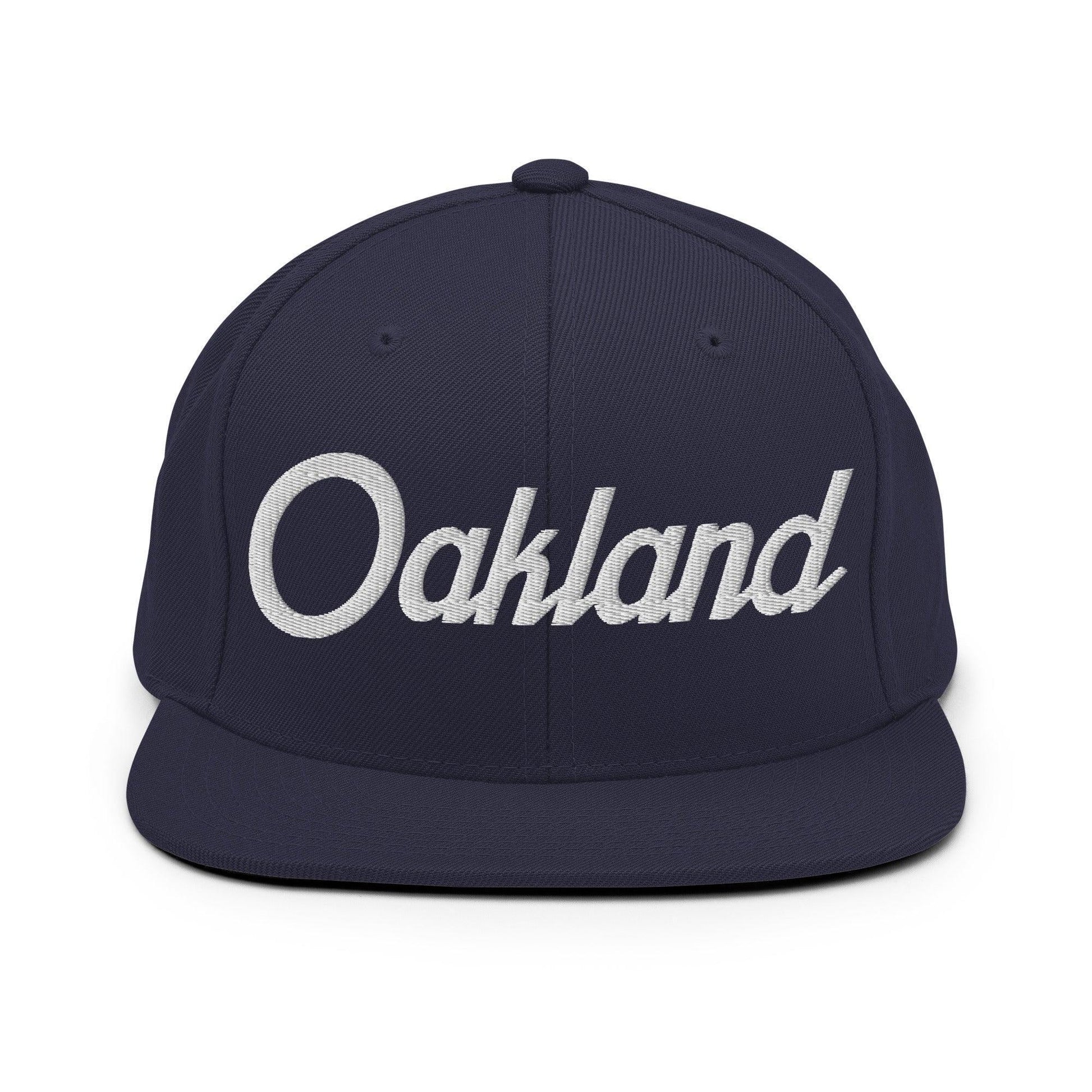 Oakland Script Snapback Hat Navy