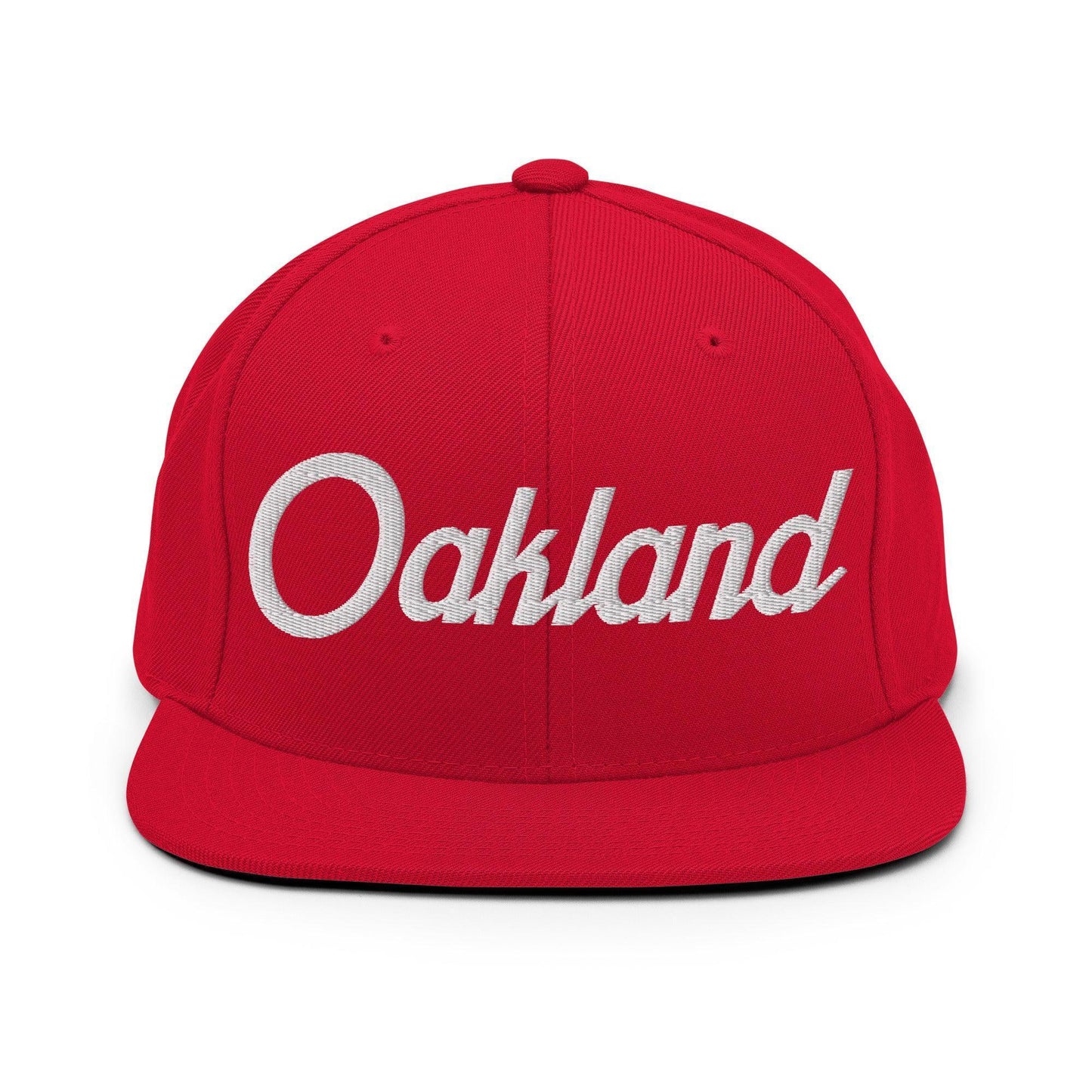 Oakland Script Snapback Hat Red