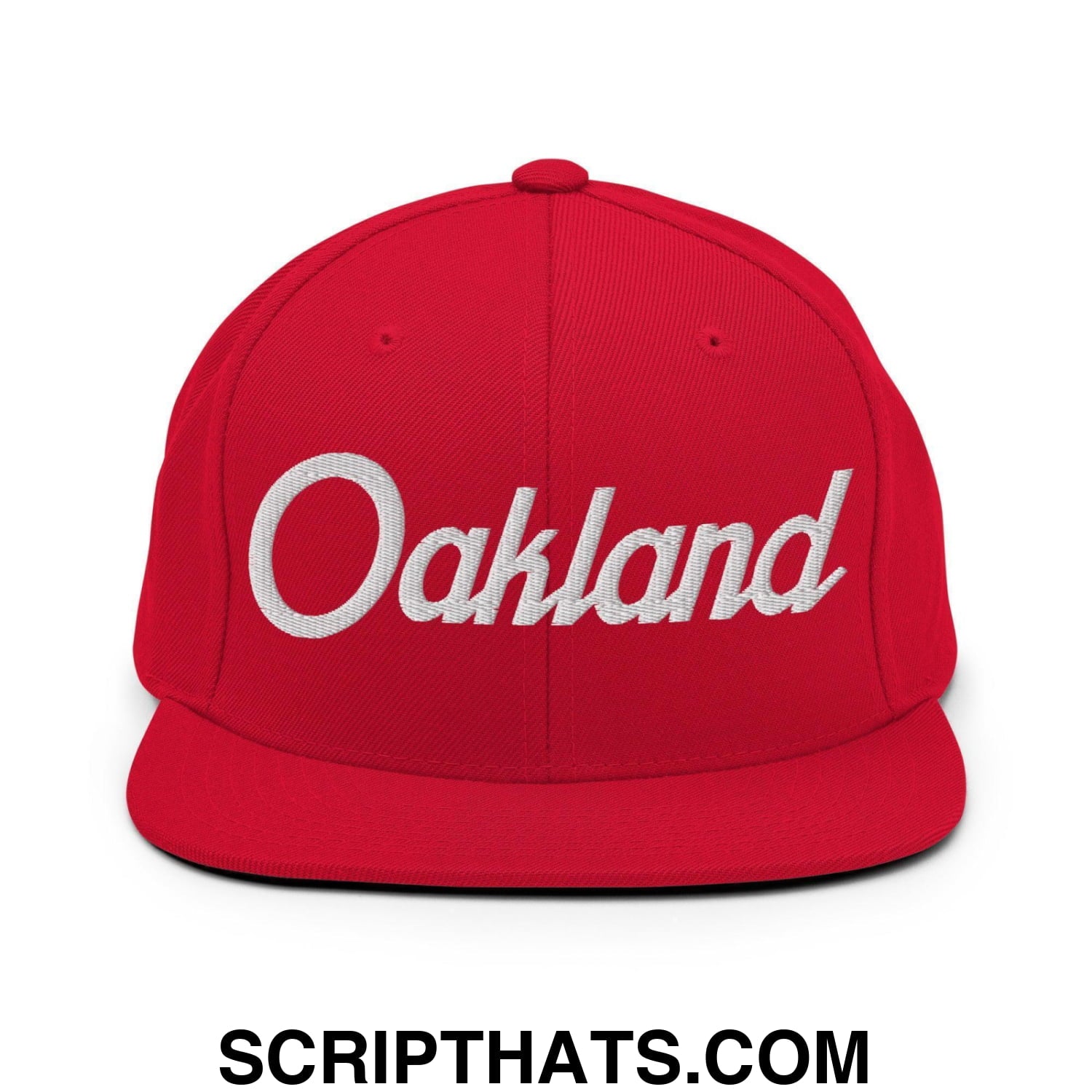 Oakland Script Snapback Hat Red