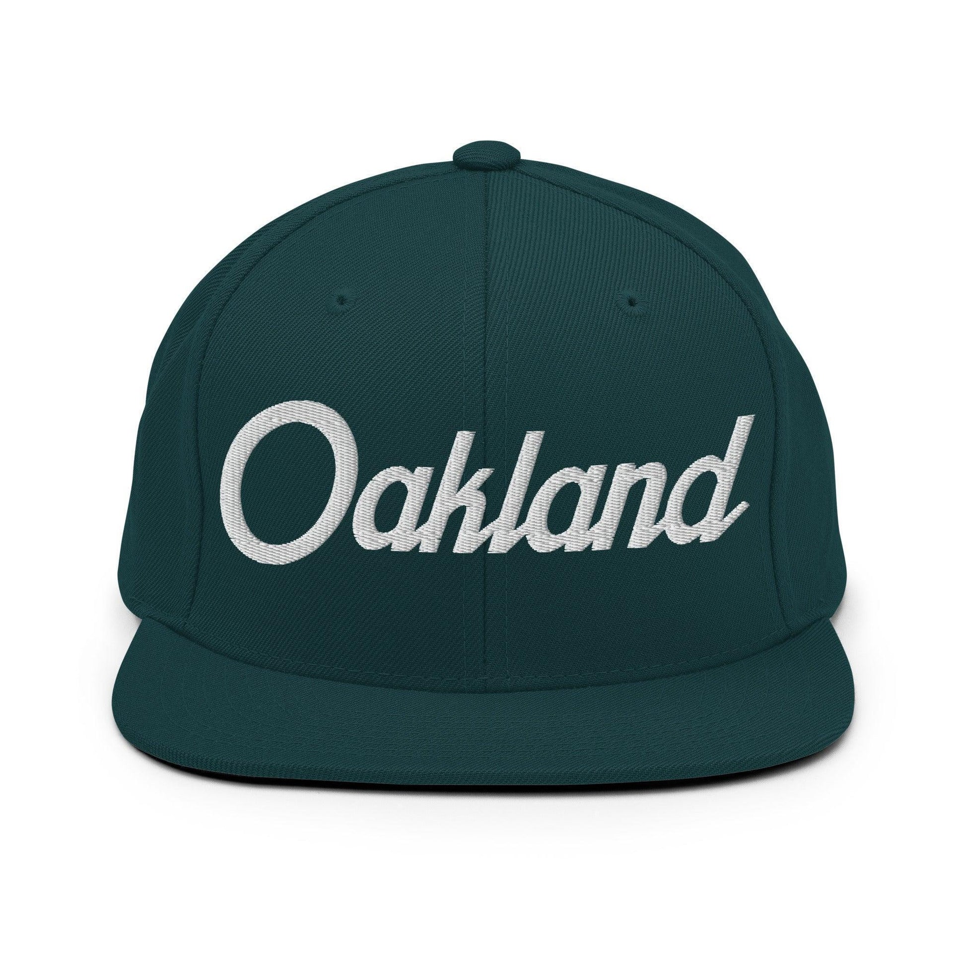 Oakland Script Snapback Hat Spruce