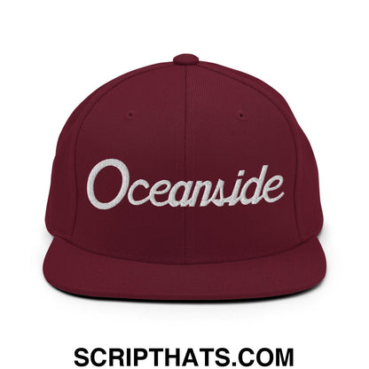 Oceanside Script Snapback Hat Maroon