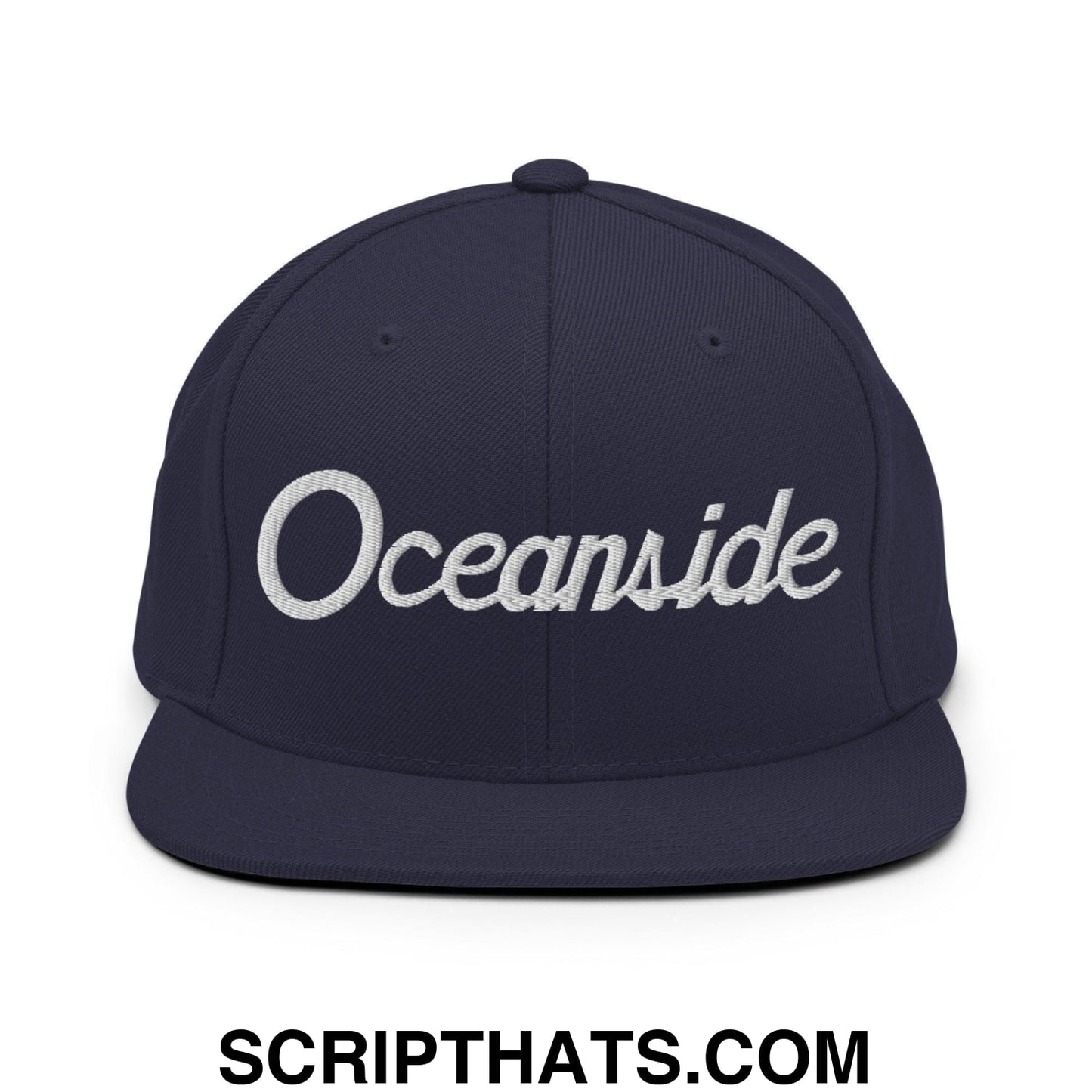 Oceanside Script Snapback Hat Navy