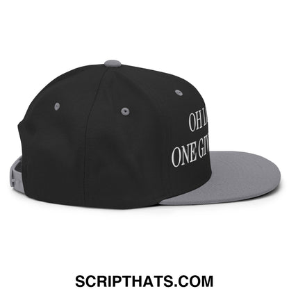 Oh Look! No One Gives A Shit. Embroidered Flat Bill Brim Snapback Hat Black Silver