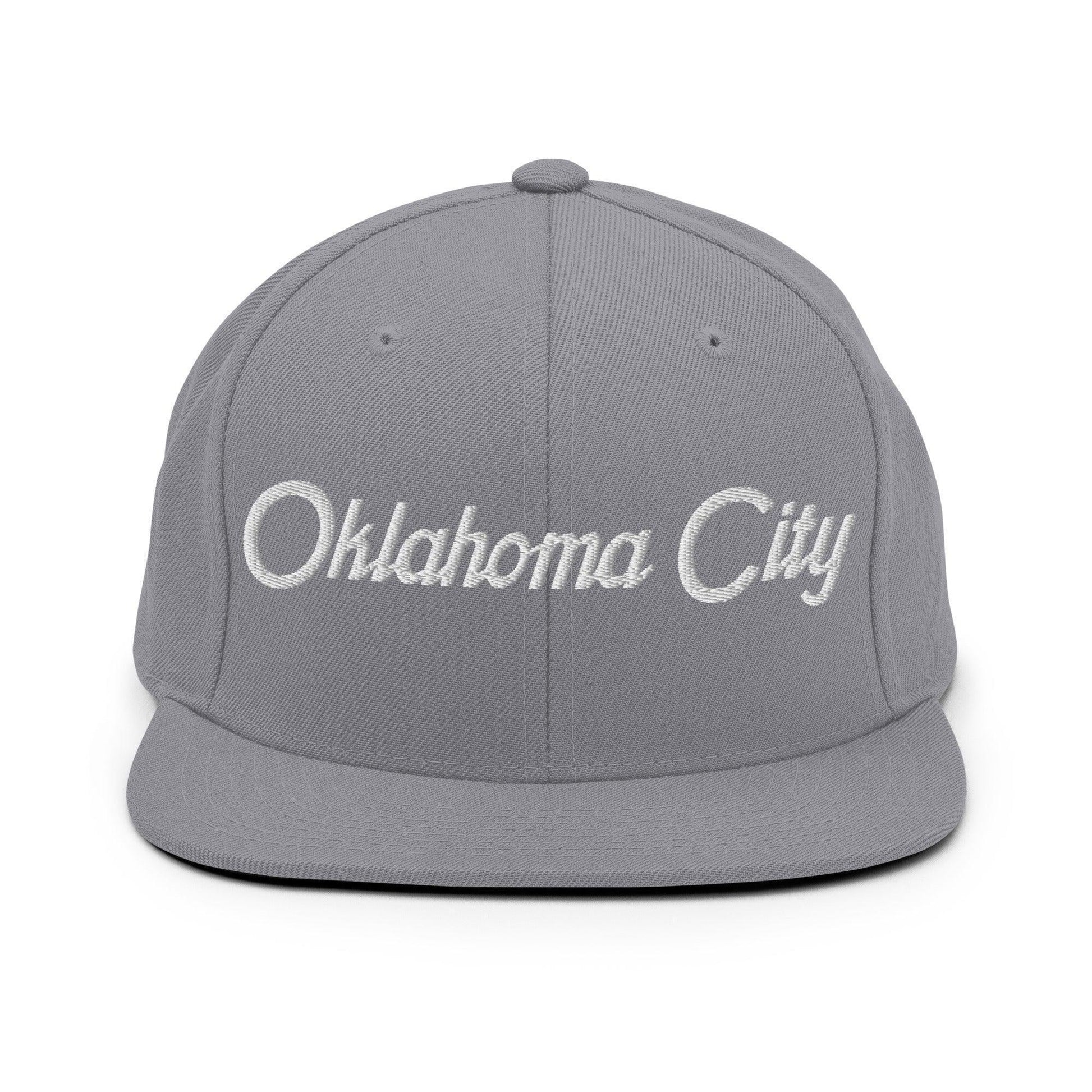 Oklahoma City Script Snapback Hat Silver