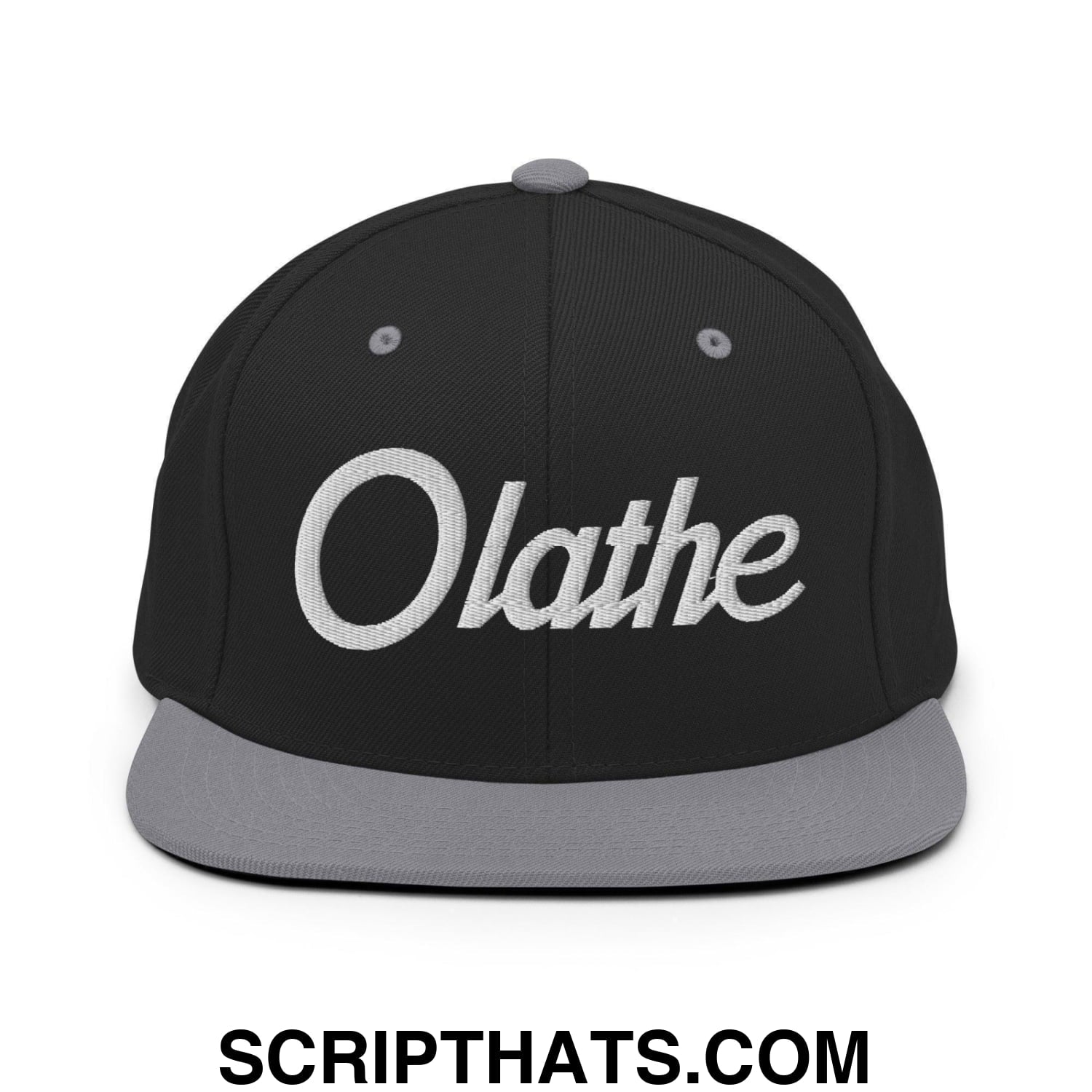 Olathe Script Snapback Hat Black Silver