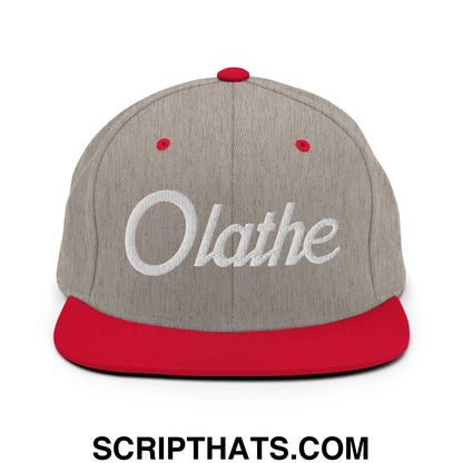 Olathe Script Snapback Hat Heather Grey Red