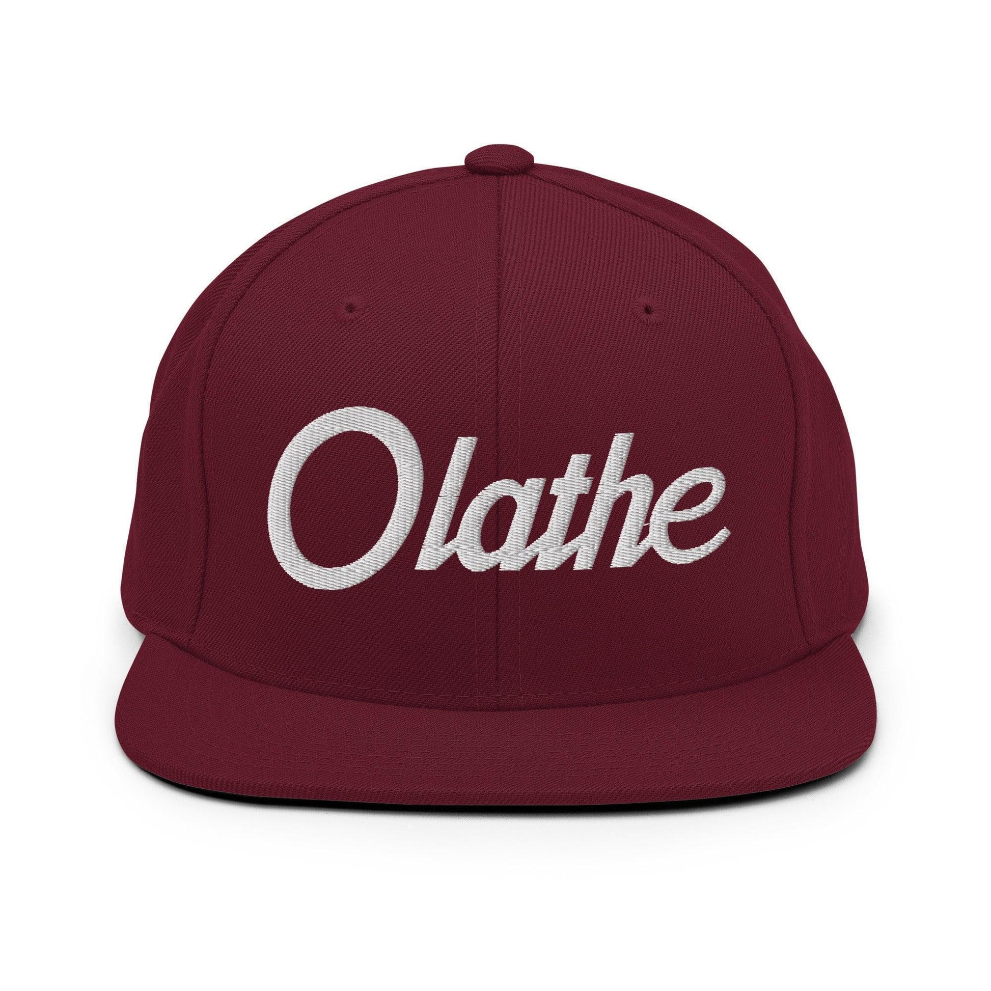 Olathe Script Snapback Hat Maroon