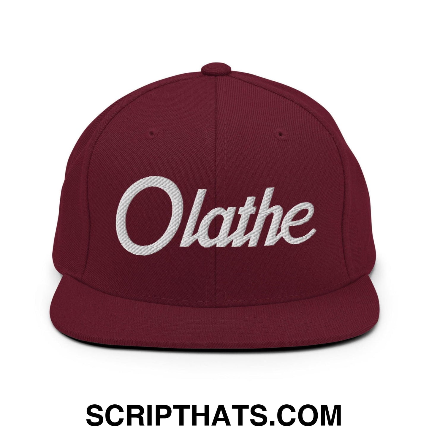 Olathe Script Snapback Hat Maroon