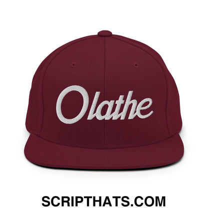 Olathe Script Snapback Hat Maroon