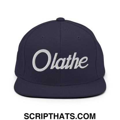 Olathe Script Snapback Hat Navy