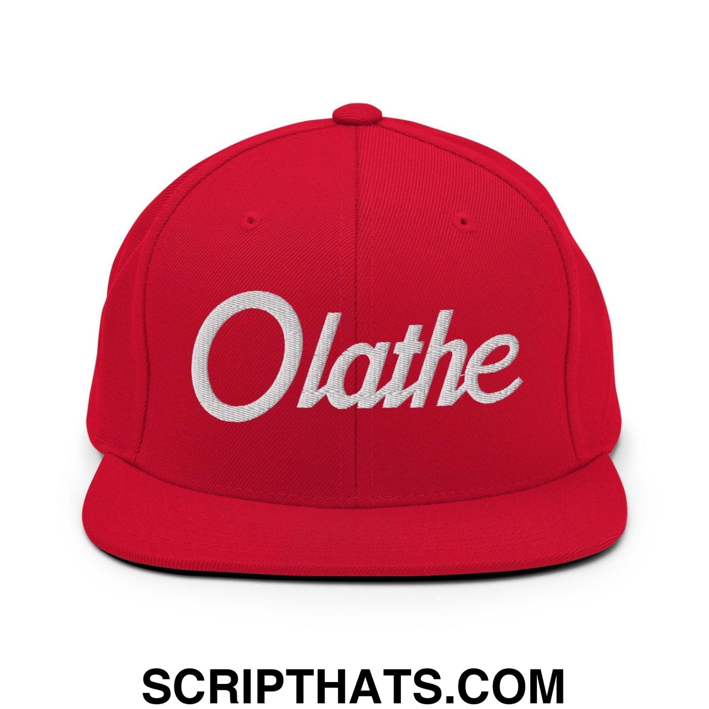 Olathe Script Snapback Hat Red
