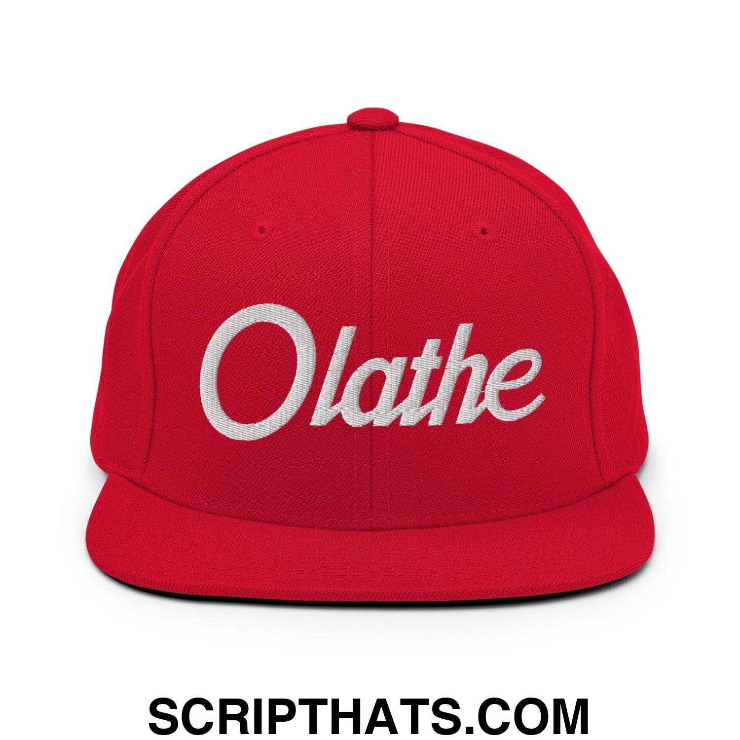 Olathe Script Snapback Hat Red