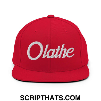 Olathe Script Snapback Hat Red