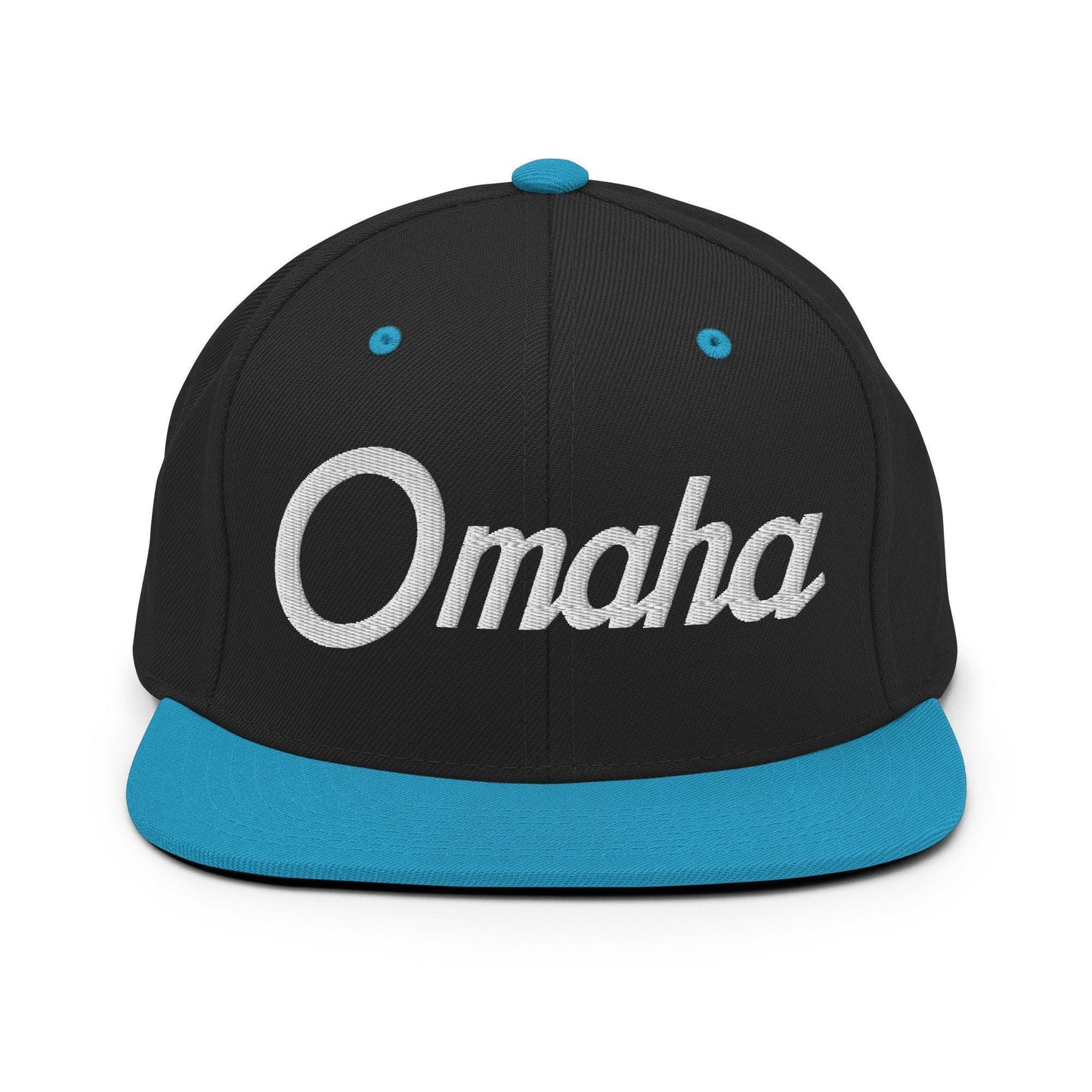 Omaha Script Snapback Hat Black/ Teal