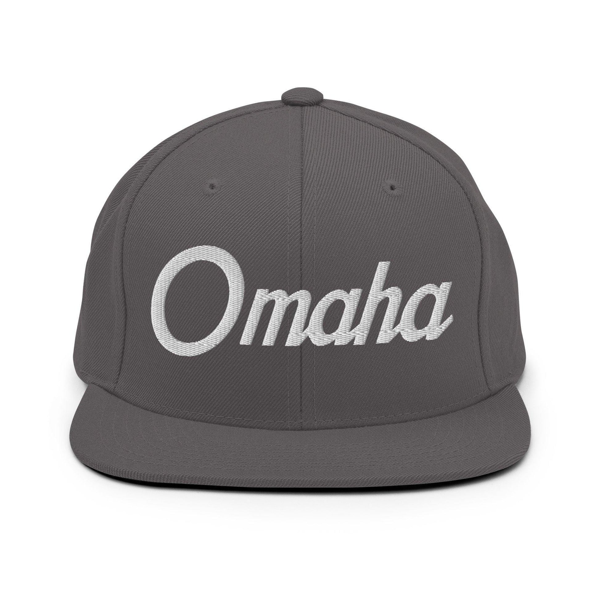 Omaha Script Snapback Hat Dark Grey