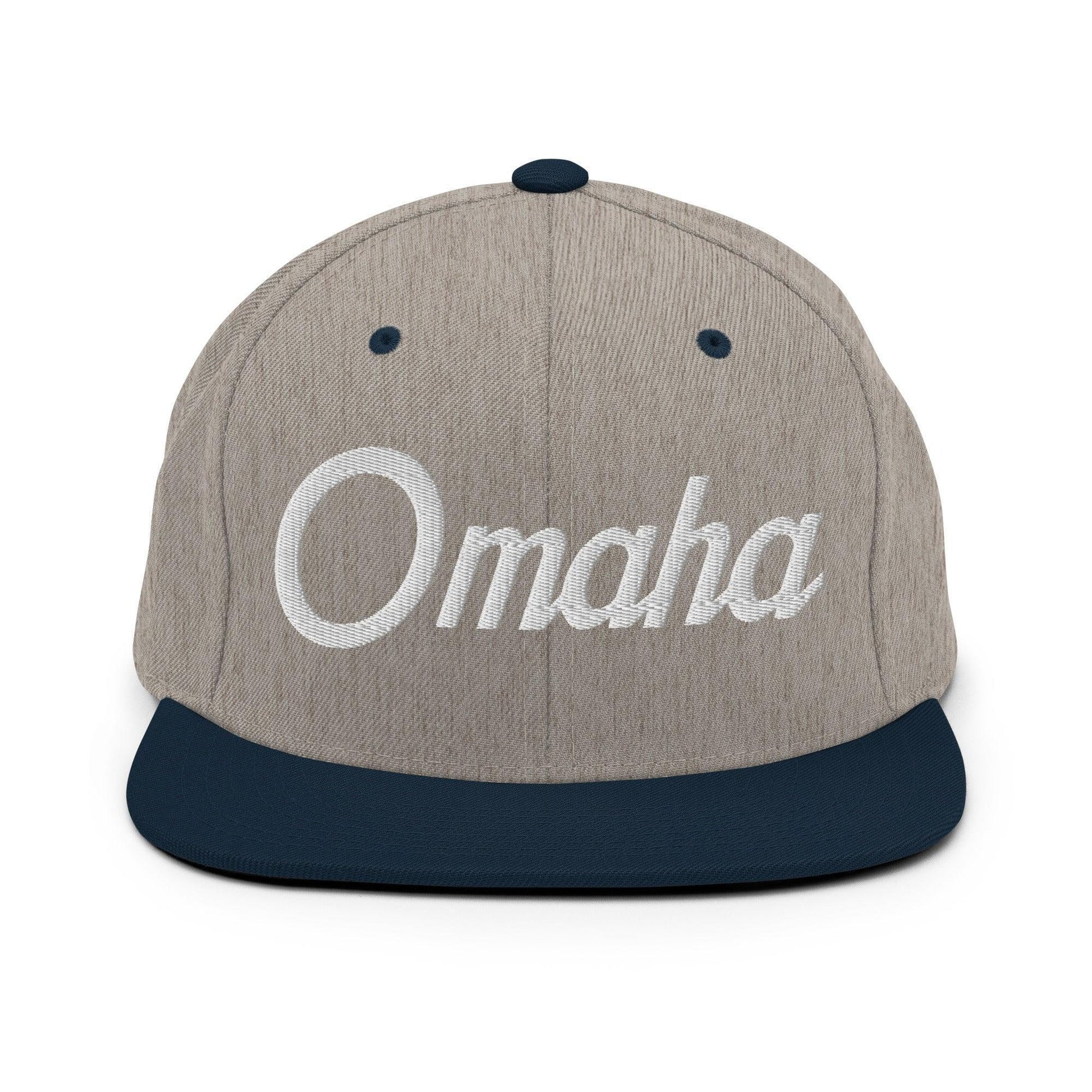 Omaha Script Snapback Hat Heather Grey/ Navy