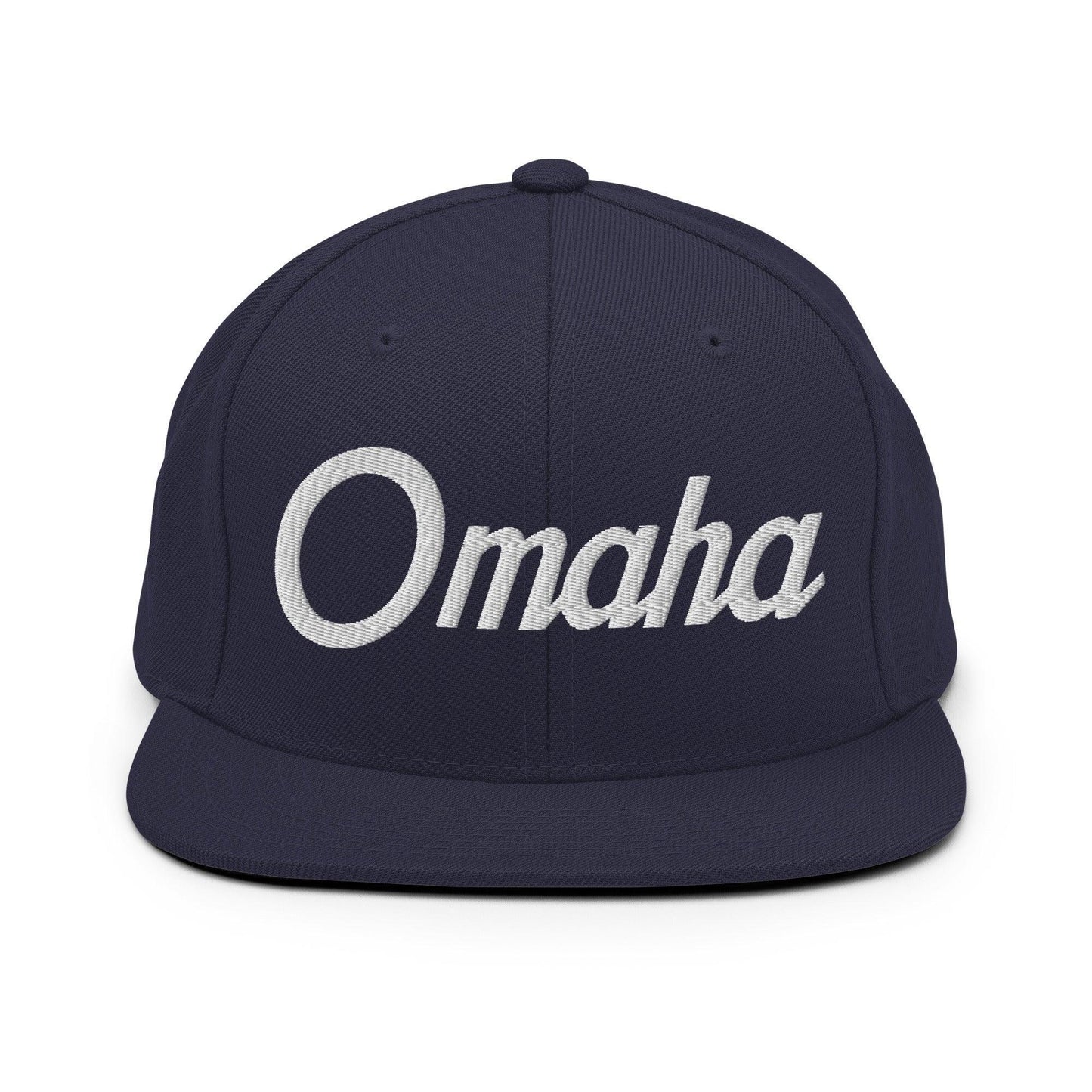 Omaha Script Snapback Hat Navy