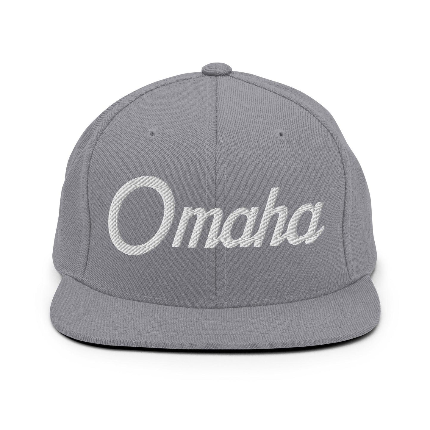 Omaha Script Snapback Hat Silver